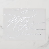 Romantisch Zilveren Folie Grijs Bruiloft Maaltijd  Folie Uitnodiging Briefkaart (Voorkant)