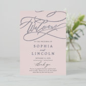 Romantisch Zilverfolie Grijs Roze Trouwprogramma Folie Uitnodiging (Staand Voorkant)