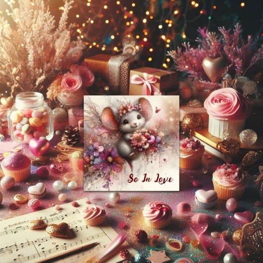 Romantisch Zo In Liefde Waterverf Muis Valentijn Feestdagenkaart