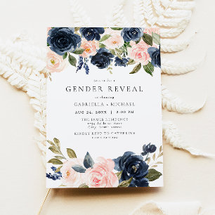 Romantisch & Zoet Navy Blush Bloemen Geslacht Onth Kaart