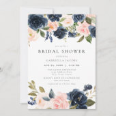 Romantisch & Zoet Navy Blush Bloemen Vrijgezellenf Kaart (Voorkant)