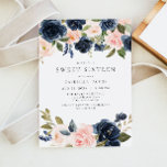 Romantisch & Zoet Navy Blush Bloemen Zoet 16 Kaart<br><div class="desc">Deze genderneutrale sweet 16-uitnodiging heeft een elegante waterverf blush roze en marineblauwe bloemstukken met een eenvoudige en tijdloze lettercombinatie. Het is de perfecte uitnodiging voor het zetten van het podium voor een heerlijke bijeenkomst en kan worden aangepast aan elk evenement dat u in gedachten hebt. Houd de achterkant blush roze...</div>