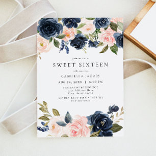 Romantisch & Zoet Navy Blush Bloemen Zoet 16 Kaart