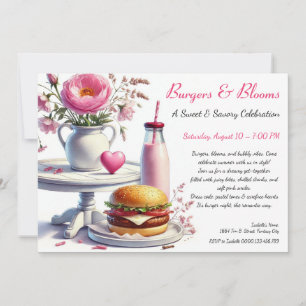 Romantisch zomerfeest Watercolor Burger & Roze  Kaart