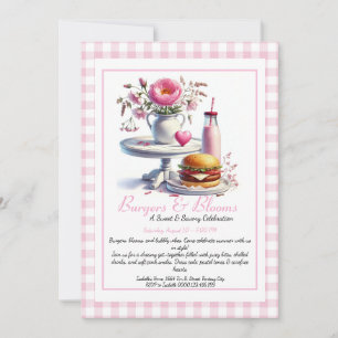 Romantisch zomerfeest Watercolor Burger & Roze  Kaart