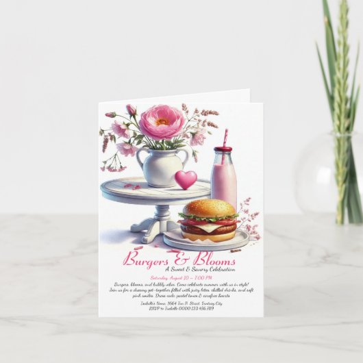 Romantisch zomerfeest Waterverf Burger & Pink (Voorkant)