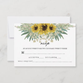 Romantisch zonnebloem watercolor patroon RSVP kaartje