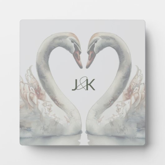 Romantisch zwanen monogram fotoplaat (Voorkant)