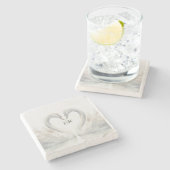 Romantisch Zwanen Monogram Stenen Onderzetter (Zijkant)