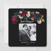 Romantisch zwart, Bourgondië en Blauwgroen bloemen Aankondiging (Voorkant)