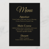 Romantisch Zwart en Goud Bruiloft Menu Kaart (Voorkant)