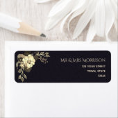 Romantisch zwart en goud bruiloft retour adres etiket (Insitu)
