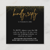 Romantisch Zwart en Goud QR Code Bruiloft RSVP Informatiekaartje (Voorkant)