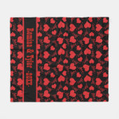 Romantisch zwart en rood hartpatroon fleece deken (Voorkant (Horizontaal))