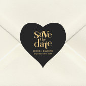 Romantisch Zwart Goud Custom Save the Date Bruilof Hart Sticker