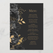 Romantisch Zwart Goud Donker Bloemen Huwelijk Menu (Voorkant)