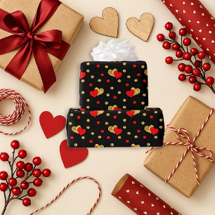 Romantisch zwart hart ontwerp cadeaupapier