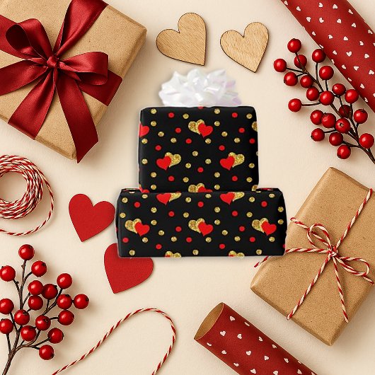 Romantisch zwart hart ontwerp cadeaupapier