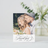 Romantisch zwart kalligrafie bruiloft foto Briefka Briefkaart (Staand voorkant)