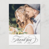 Romantisch zwart kalligrafie bruiloft foto Briefka Briefkaart (Voorkant)