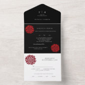 Romantisch zwart — marinemonolohuwelijks all in one uitnodiging (Binnen)