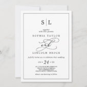 Romantisch Zwart Monogram Lijst Alles In Een Bruil Kaart (Voorkant)