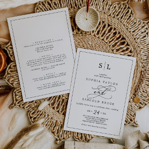 Romantisch Zwart Monogram Lijst Alles In Een Bruil Kaart