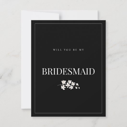 Romantisch zwart Roos bruidsmeisje voorstel Kaart (Voorkant)