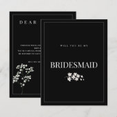 Romantisch zwart Roos bruidsmeisje voorstel Kaart (Voorkant / Achterkant)