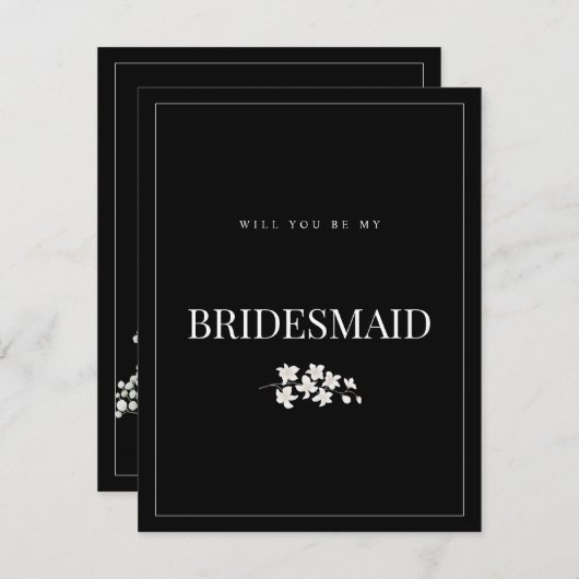 Romantisch zwart Roos bruidsmeisje voorstel Kaart (Voorkant / Achterkant)