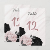 Romantisch zwart & roze bloemtafelnummer kaart (Voorkant / Achterkant)