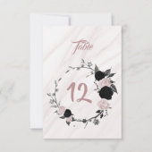 Romantisch zwart-roze floraal tabelnummer kaart (Voorkant)