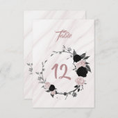 Romantisch zwart-roze floraal tabelnummer kaart (Voorkant / Achterkant)