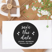 Romantisch Zwart Save The Date Bruiloft Aankondigi Ronde Sticker
