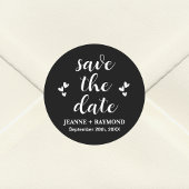 Romantisch Zwart Save The Date Bruiloft Aankondigi Ronde Sticker