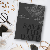 Romantisch Zwart Wit Bloemen Save the Date Kaart