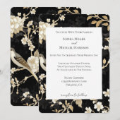 Romantisch Zwart Wit Bloemen Vogels Huwelijk Kaart (Voorkant / Achterkant)