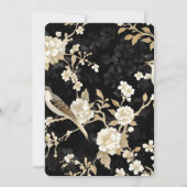 Romantisch Zwart Wit Bloemen Vogels Huwelijk Kaart (Achterkant)
