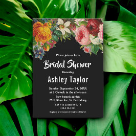 Romantisch zwart-wit boho bloemig Vrijgezellenfees Kaart