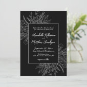 Romantisch Zwart Wit Botanisch Elegant Huwelijk Kaart (Staand voorkant)