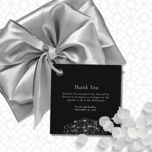 Romantisch zwart wit botanische bruiloft dank u bedankjes labels