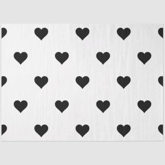 Romantisch zwart-wit hart Schattige voor koppels Tissuepapier (Voorkant)