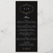 romantisch zwart wit klassiek goud monogram bruilo menu (Voorkant)