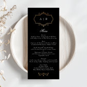 romantisch zwart wit klassiek goud monogram bruilo menu