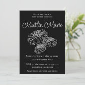 Romantisch zwart wit modern minimalistisch floraal kaart (Staand voorkant)