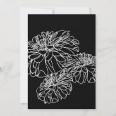 Romantisch zwart wit modern minimalistisch floraal kaart (Achterkant)