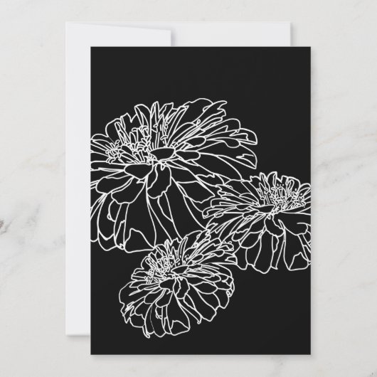 Romantisch zwart wit modern minimalistisch floraal kaart (Achterkant)