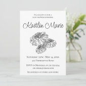 Romantisch zwart wit modern minimalistisch floraal kaart (Staand voorkant)