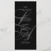 Romantisch Zwart-wit Monogram Bruiloft Menu (Voorkant)