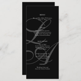 Romantisch Zwart-wit Monogram Bruiloft Menu